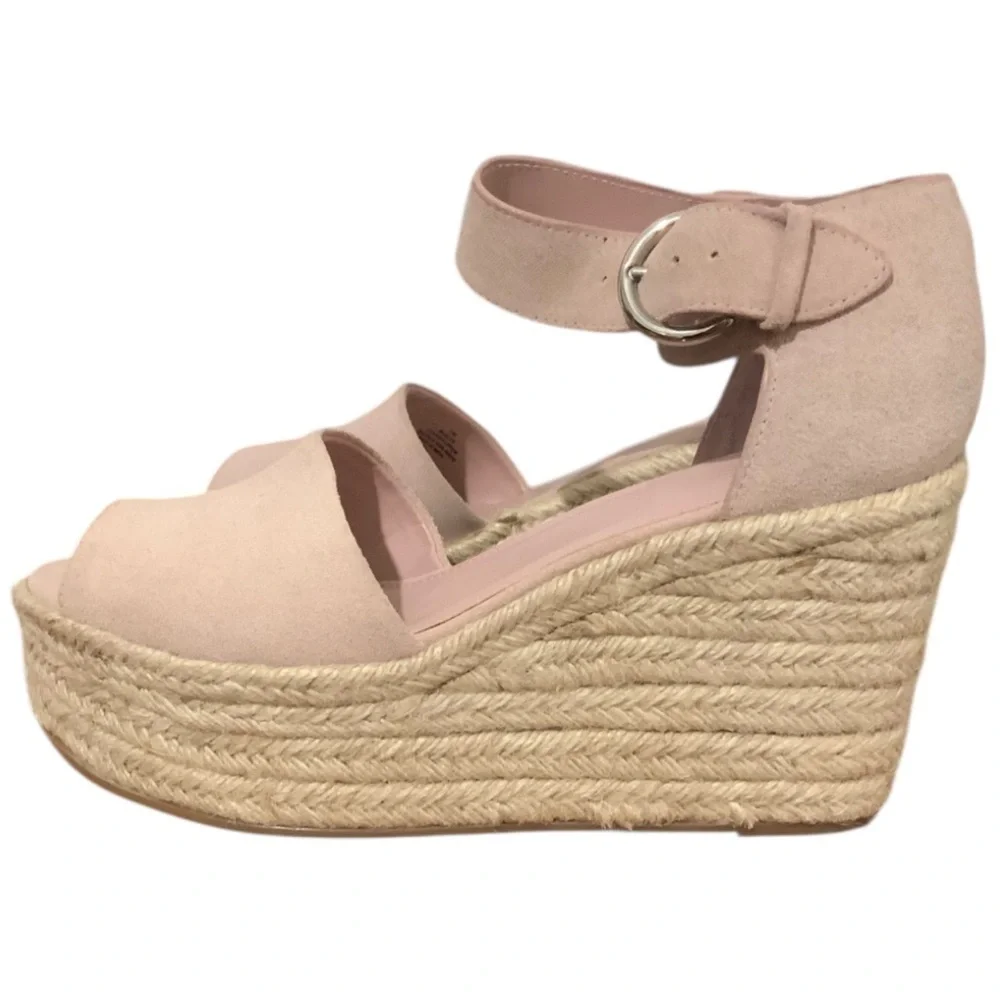 Marc Fisher Alida Suede Leather Espadrille Sandal Ankle Strap Sz 11 l Pink